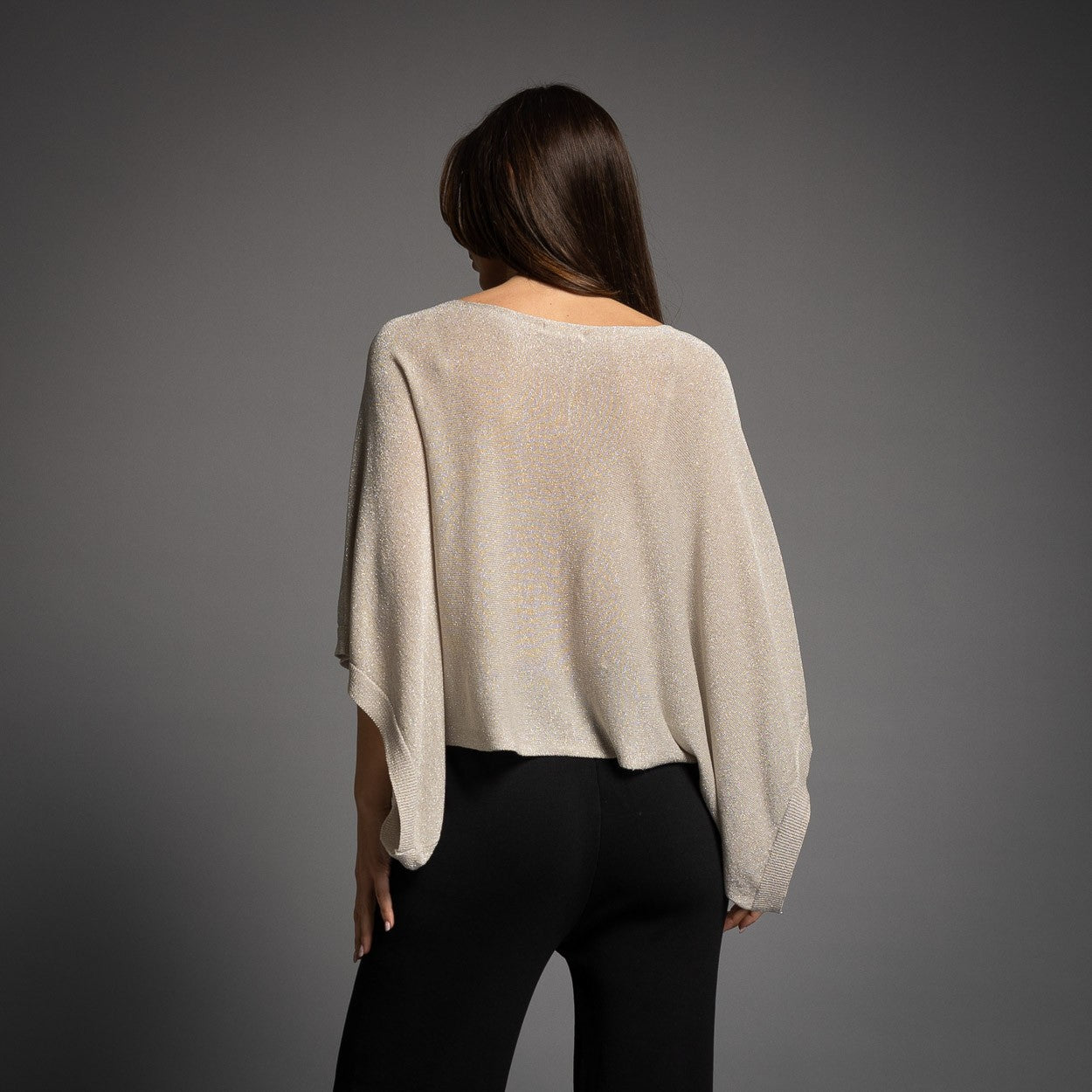 PULL LUREX MANCHES ÉTOILES BEIGE