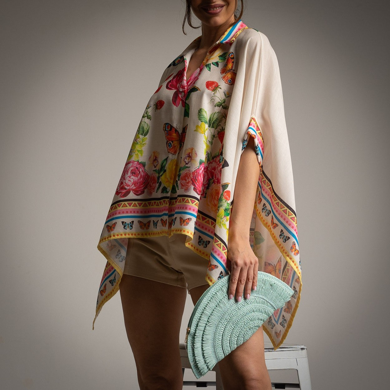 CHEMISE/PONCHO RUSTIQUE PAPILLON JAUNE