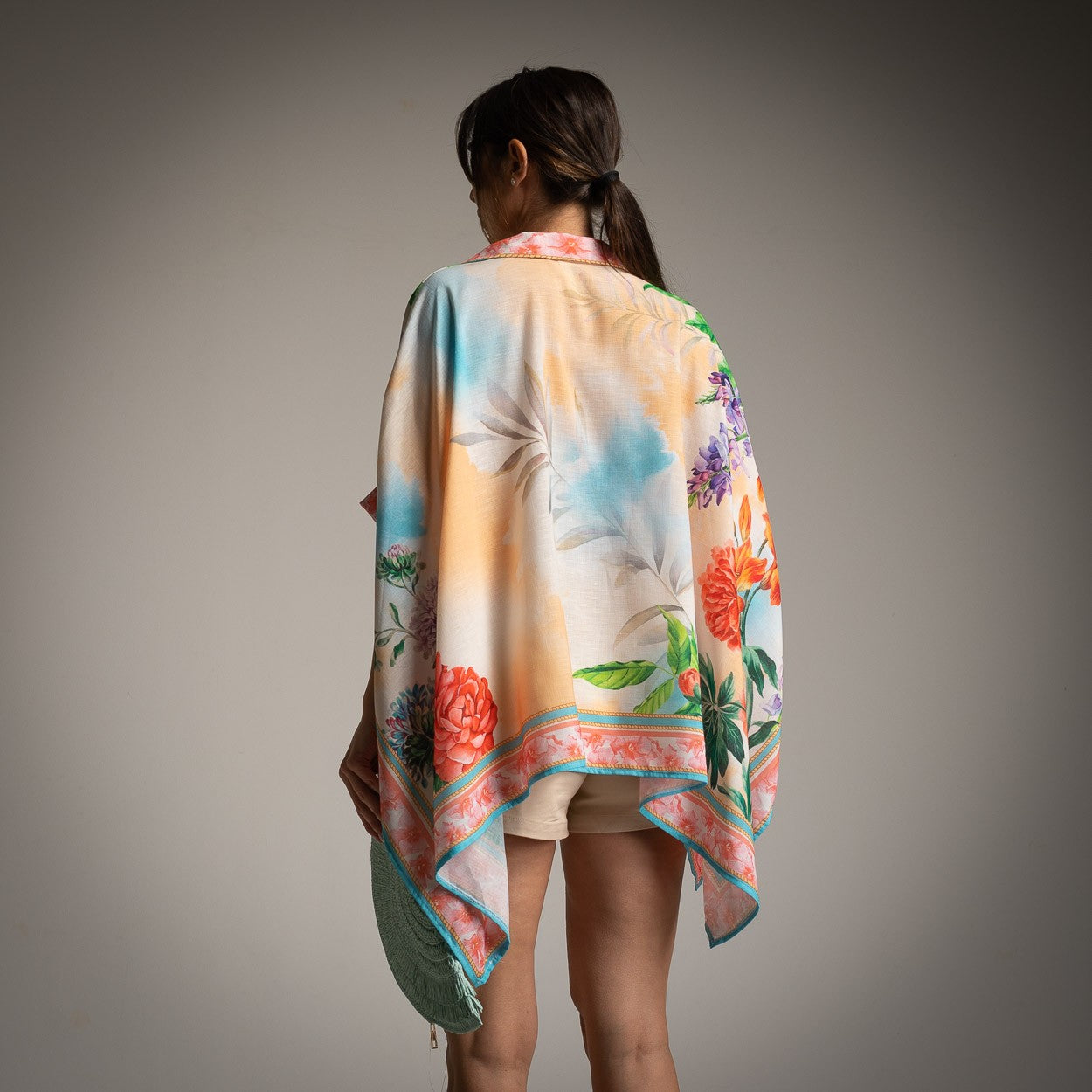CHEMISE/PONCHO RUSTIQUE PAPILLON CORAIL