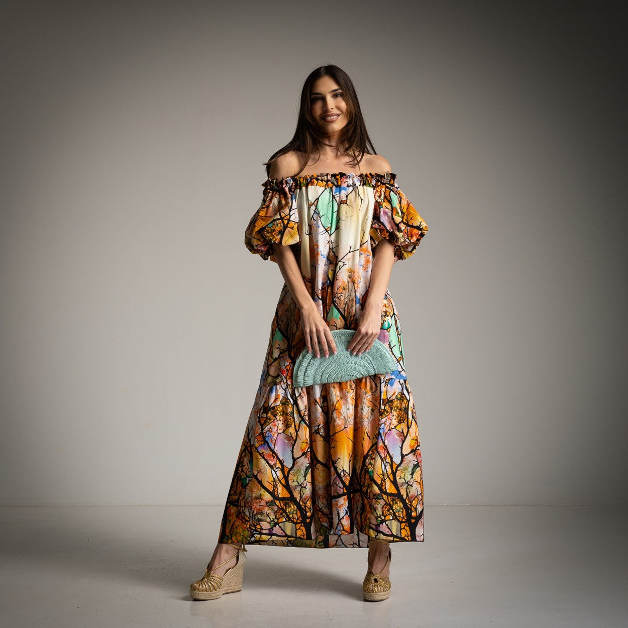ROBE IMPRIMÉ FORÊT BEIGE