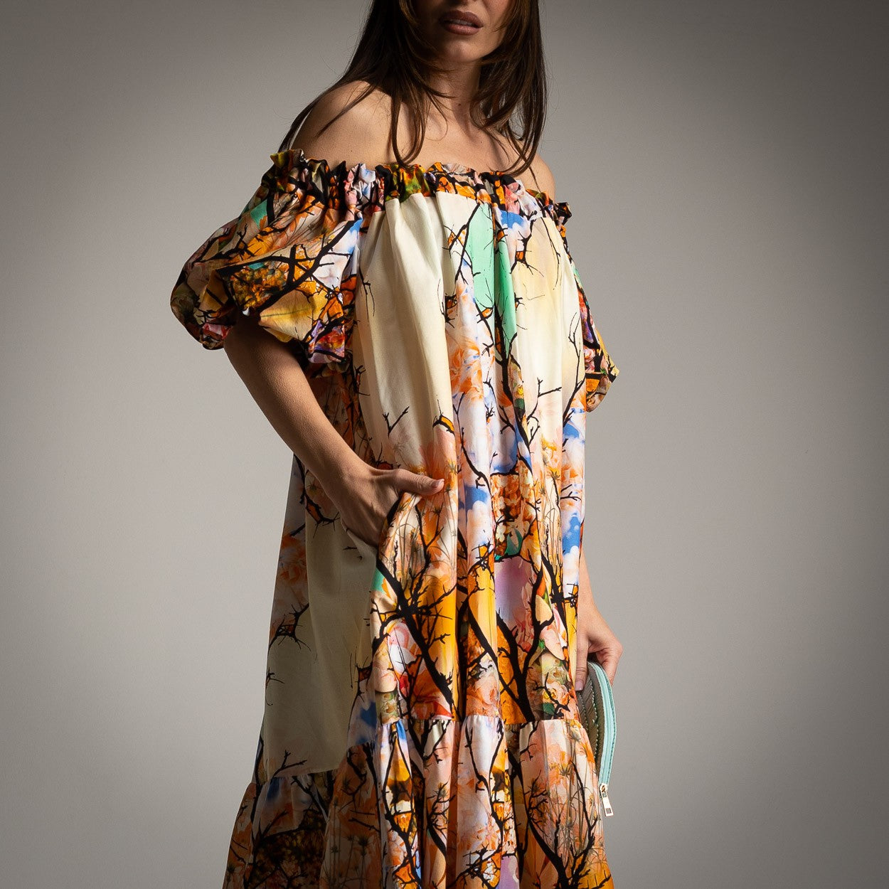 ROBE IMPRIMÉ FORÊT BEIGE
