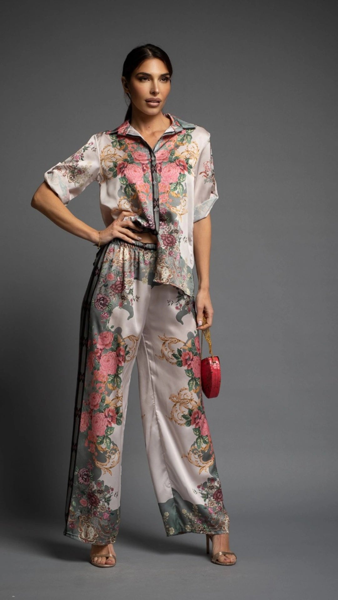 BLOUSE EN SATIN OASIS PINEAPPLE KAKI