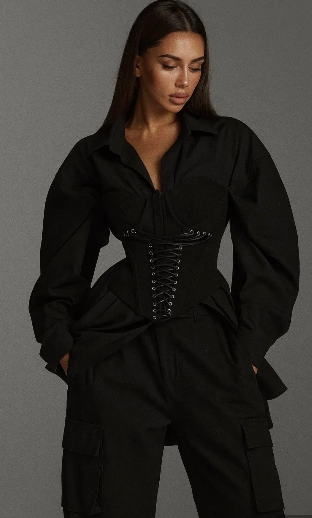 Corset bustier ajusté à lacets sur devant