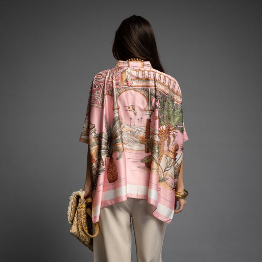 BLOUSE EN SATIN OASIS PINEAPPLE ROSE