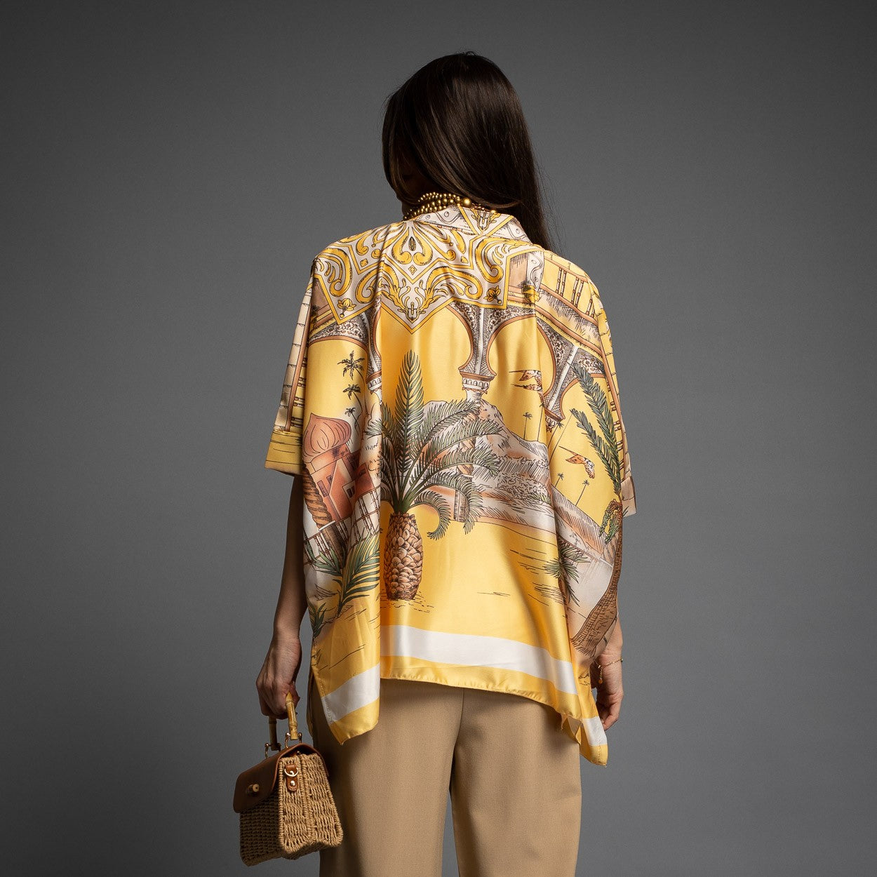 BLOUSE EN SATIN OASIS PINEAPPLE JAUNE