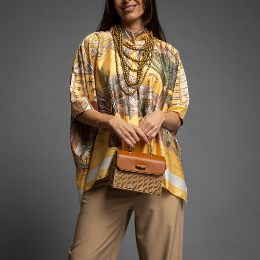 BLOUSE EN SATIN OASIS PINEAPPLE JAUNE