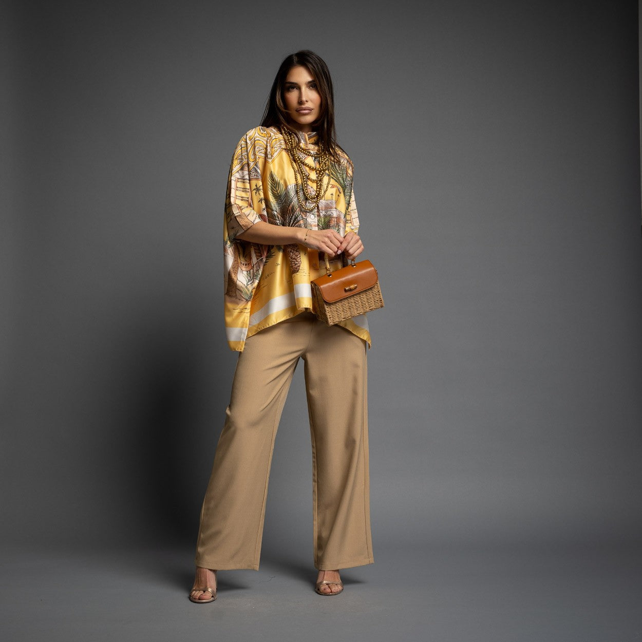 BLOUSE EN SATIN OASIS PINEAPPLE JAUNE