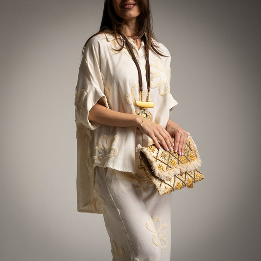 ENSEMBLE 2 PIÈCES PANTALON ET HAUT EN LIN