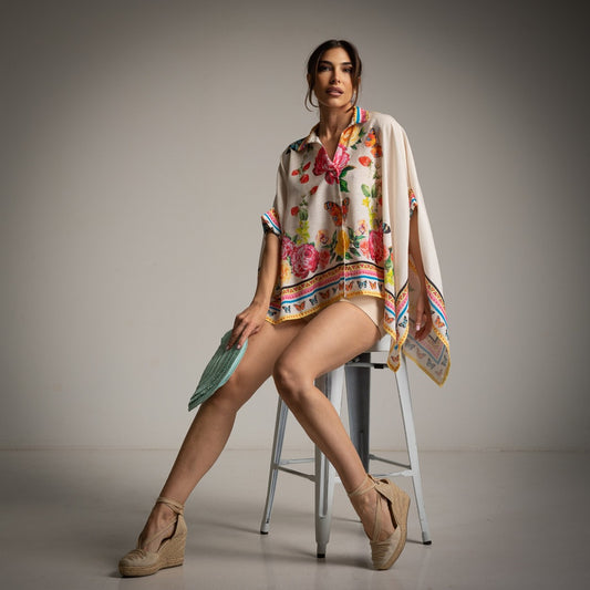 CHEMISE/PONCHO RUSTIQUE PAPILLON JAUNE