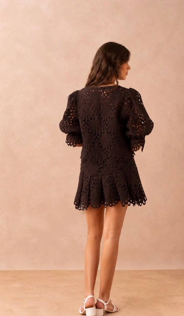 Ensemble blouse & jupe dentelle guipure Selena