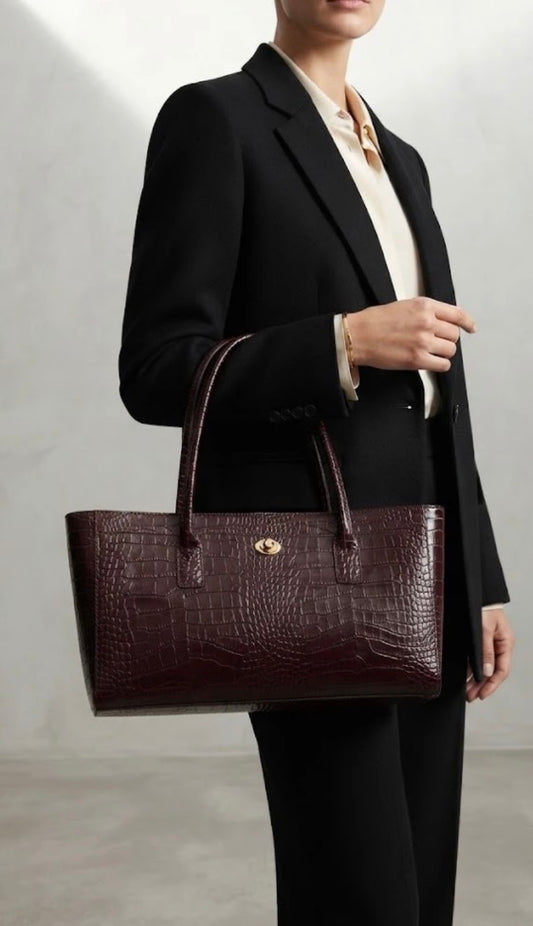 SAC EN CUIR VÉRITABLE Urban Chic, Marron Foncé