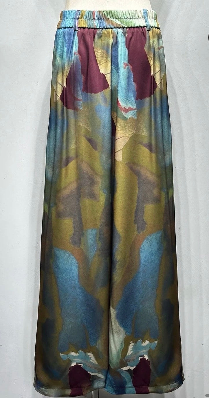 Pantalon large fluide imprimé