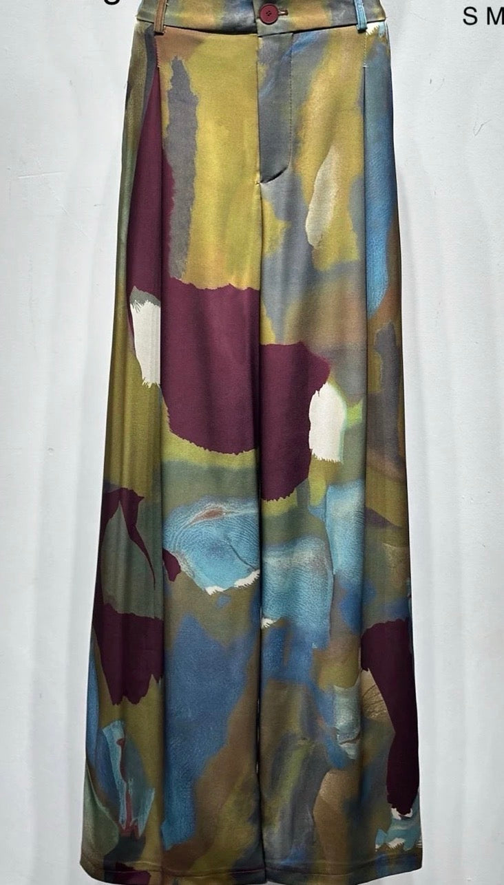 Pantalon large fluide imprimé