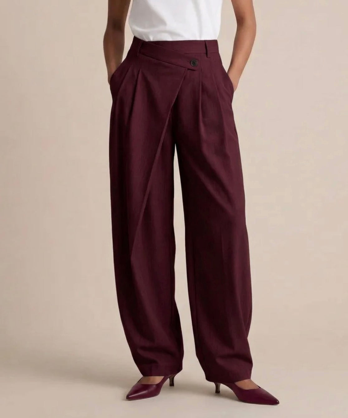 Pantalon fluide à fermeture asymétrique