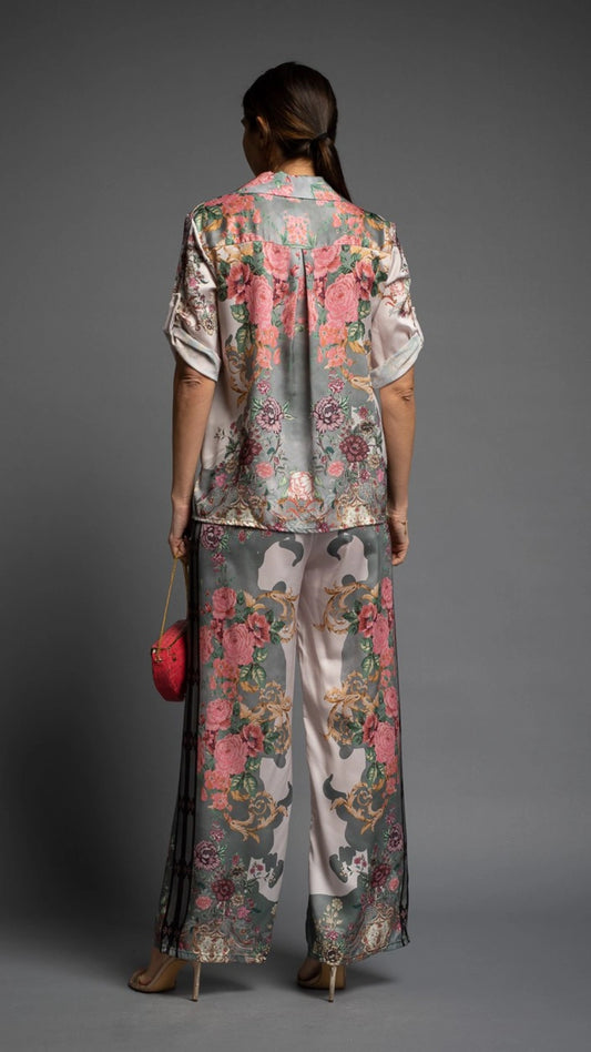 BLOUSE EN SATIN OASIS PINEAPPLE KAKI